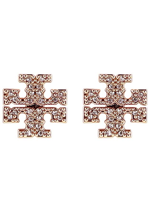 Crystal Logo Stud Earrings Rose Gold - TORY BURCH - BALAAN 2