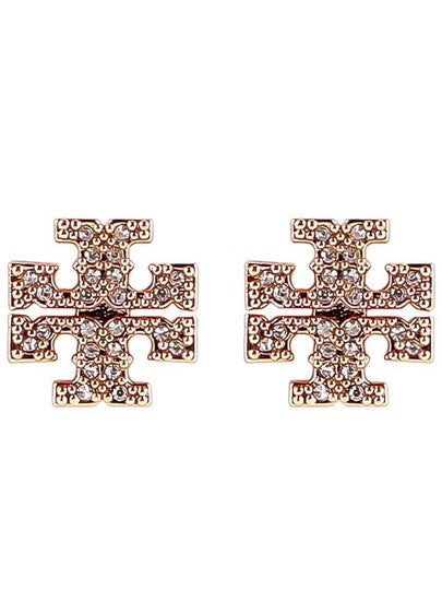 Crystal Logo Stud Earrings Rose Gold - TORY BURCH - BALAAN 2