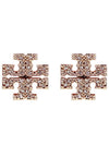 Crystal Logo Stud Earrings Rose Gold - TORY BURCH - BALAAN 2