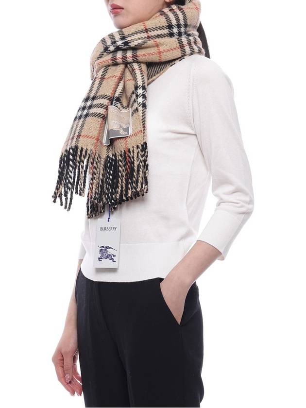 Check Reversible Wool Cashmere Scarf Sand - BURBERRY - BALAAN 5