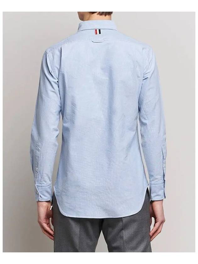 Men's Logo Patch Classic Cotton Long-Sleeved Shirt White Light Blue - THOM BROWNE - BALAAN 5