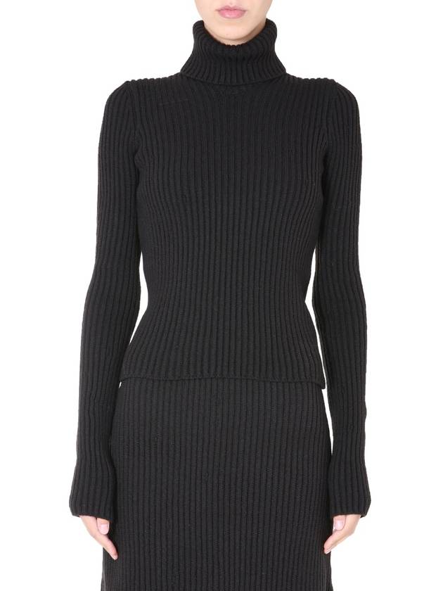 Women's Slim Fit Roll Turtleneck Black - BOTTEGA VENETA - BALAAN 2