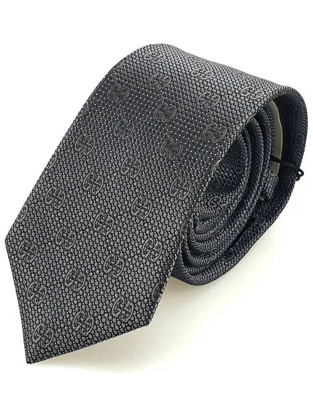 Men's GG Dot Pattern Silk Necktie Grey - GUCCI - BALAAN 4