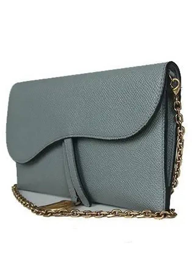 S5614 Saddle gray leather long wallet and chain crossbag - DIOR - BALAAN 3