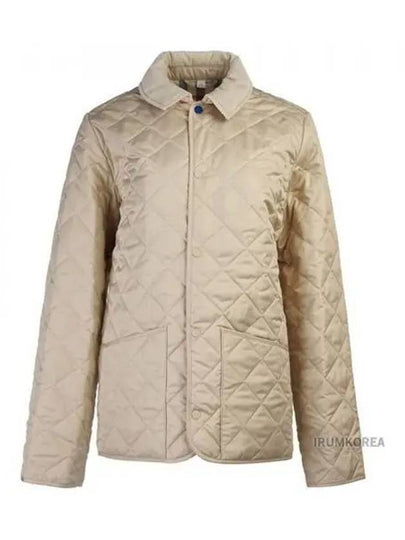 Kids Corduroy Collar Diamond Quilted Jacket Beige - BURBERRY - BALAAN 2