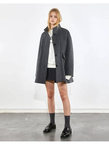 oversized china collar half coat melange gray - VOYONN - BALAAN 1