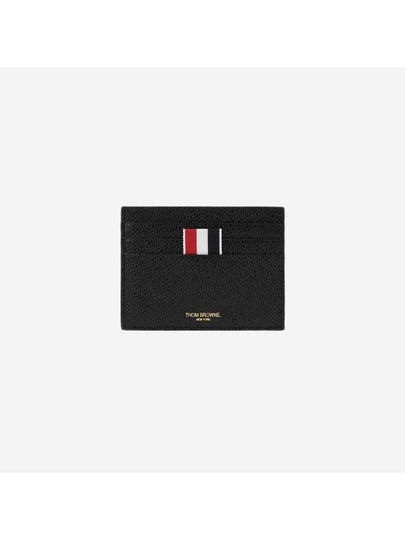 Pebble Grain Leather Stripe Note Compartment Card Wallet Black - THOM BROWNE - BALAAN 2