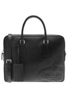 triangle logo saffiano leather brief case black - PRADA - BALAAN 2