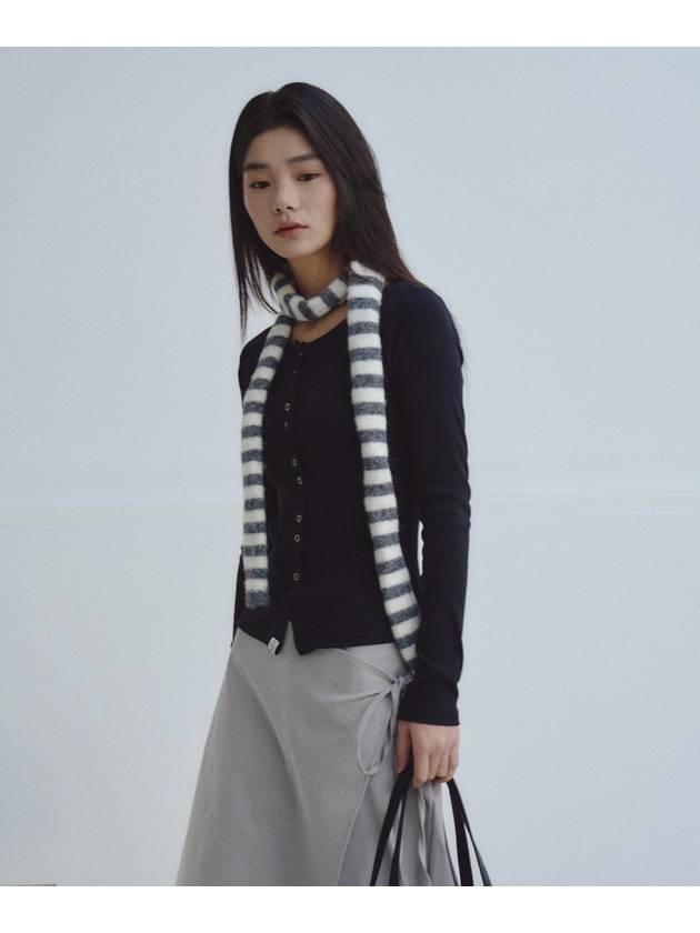 Striped tie knit muffler Melange gray - THE GREEN LAB - BALAAN 6