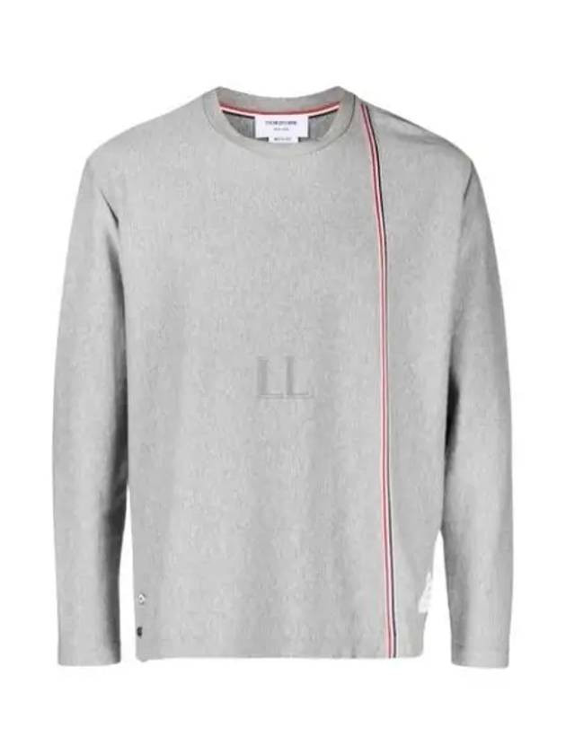 RWB Striped Cotton Long Sleeve T-Shirt Grey - THOM BROWNE - BALAAN 2