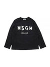 Milano Brushed Logo Cotton Long Sleeve T-Shirt Black - MSGM - BALAAN 2