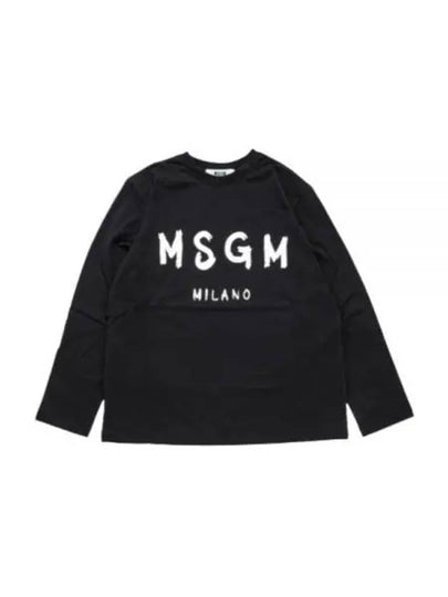 Milano Brushed Logo Cotton Long Sleeve T-Shirt Black - MSGM - BALAAN 2