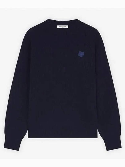 Bold Fox Head Patch Comfort Ribbed Knit Top Navy - MAISON KITSUNE - BALAAN 2