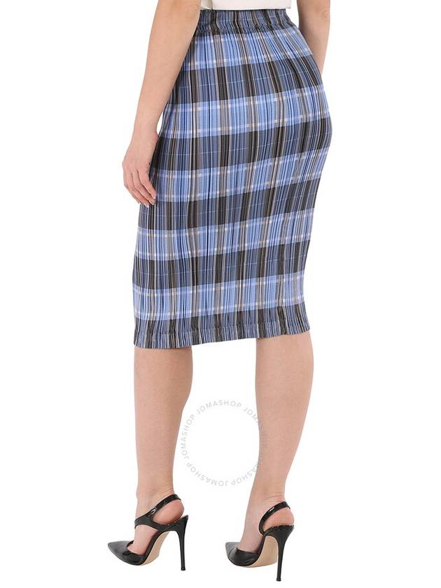 Burberry Ladies Pale Blue Check Plisse Pleated Check Pencil Skirt, Brand Size 6 (US Size 4) - BURBERRY - BALAAN 3