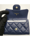 Gold Classic Grained Shiny Calfskin Card Holder Navy - CHANEL - BALAAN 10