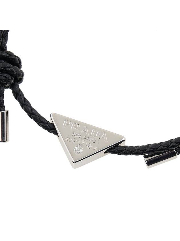 Triangle Logo Leather Bracelet Black - PRADA - BALAAN 4