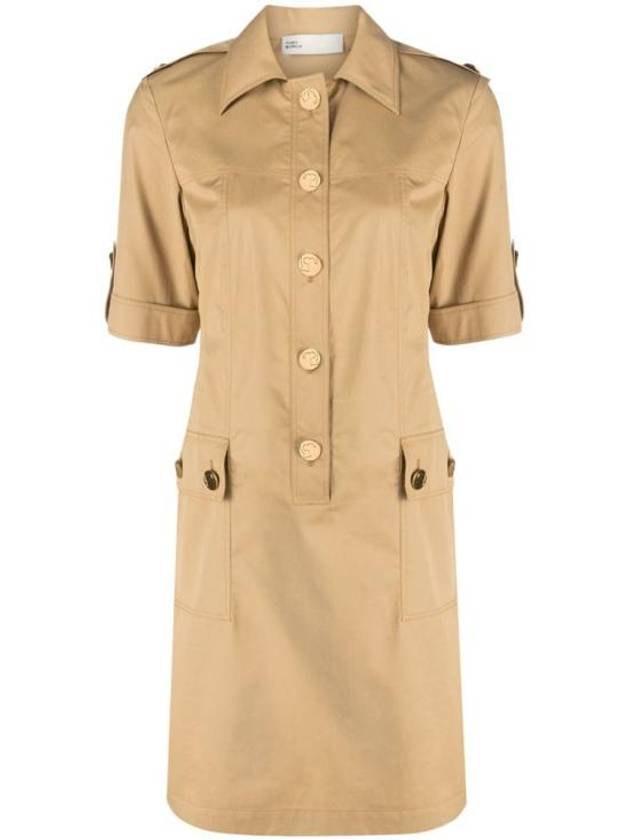 Camp Button Up Midi Dress Safari Sand - TORY BURCH - BALAAN 1