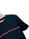 Women's High Twist Rip Stripe Short Sleeve T-Shirt Navy - THOM BROWNE - BALAAN 3