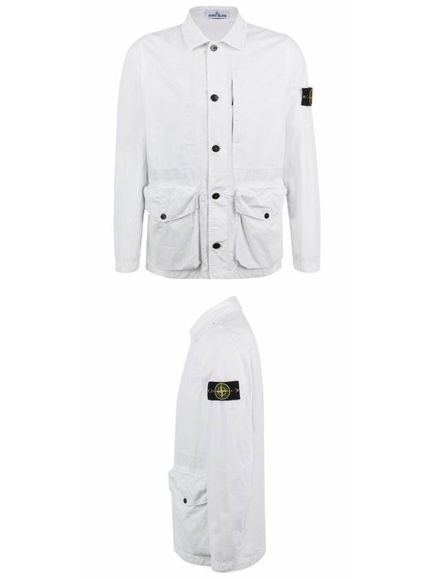 Brushed Cotton Canvas Old Effect Jacket White - STONE ISLAND - BALAAN 5