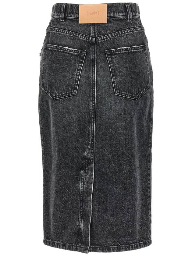 Nude Denim Skirt - NUDE - BALAAN 2