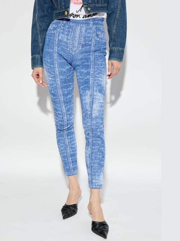 Balmain High-waisted Leggings, Women's, Blue - BALMAIN - BALAAN 3