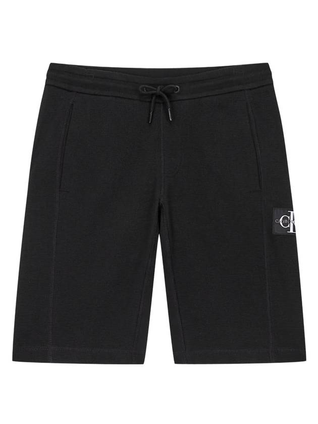 Jeans Monogram Logo Waffle Shorts Black - CALVIN KLEIN - BALAAN 1