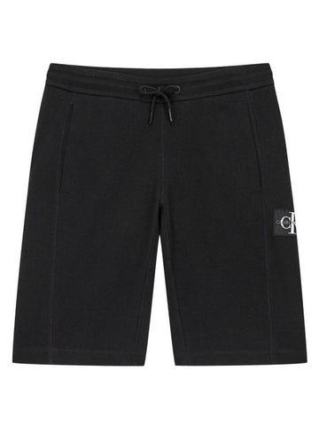 Jeans Monogram Logo Waffle Shorts Black - CALVIN KLEIN - BALAAN 1