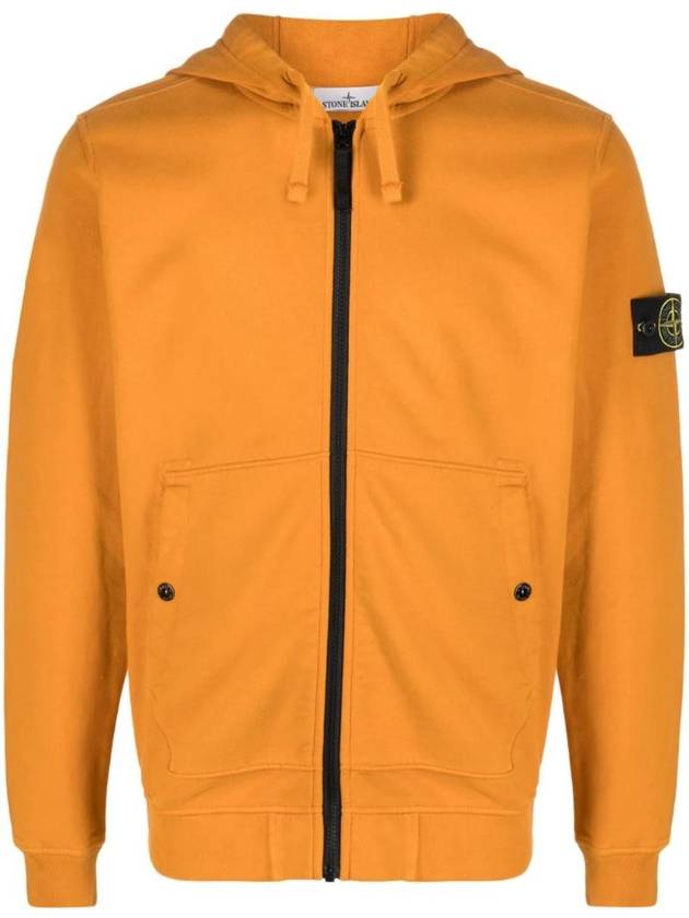 Wappen Patch Cotton Zip Up Hoodie Orange - STONE ISLAND - BALAAN 1