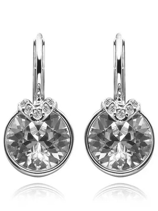 Bella V Drop Crystal Round Cut Earrings Silver - SWAROVSKI - BALAAN 2