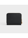 Cuir Triomphe Compact Smooth Calfskin Half Wallet Black - CELINE - BALAAN 4