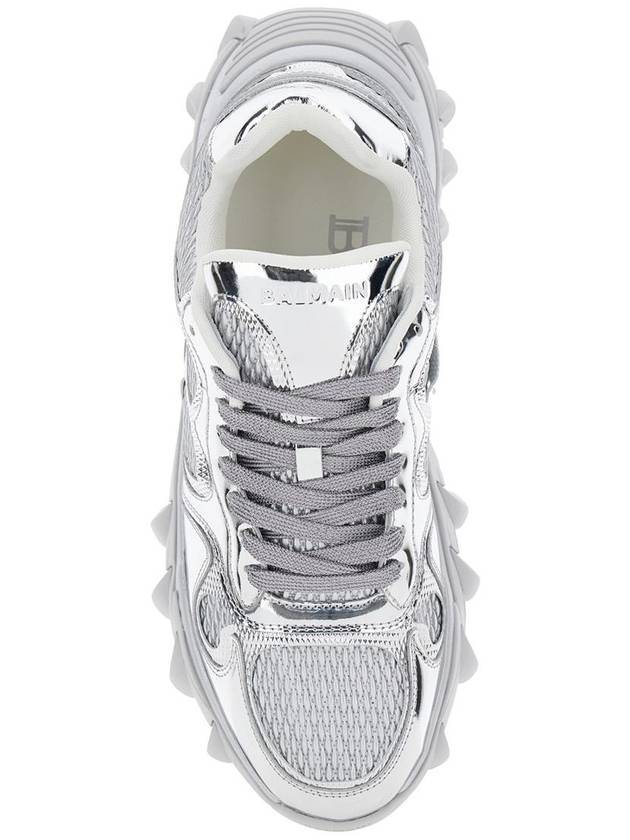 'B-East Mirror' Metallic Low Top Sneakers With Logo Detail In Leather And Tech Fabric Man - BALMAIN - BALAAN 4