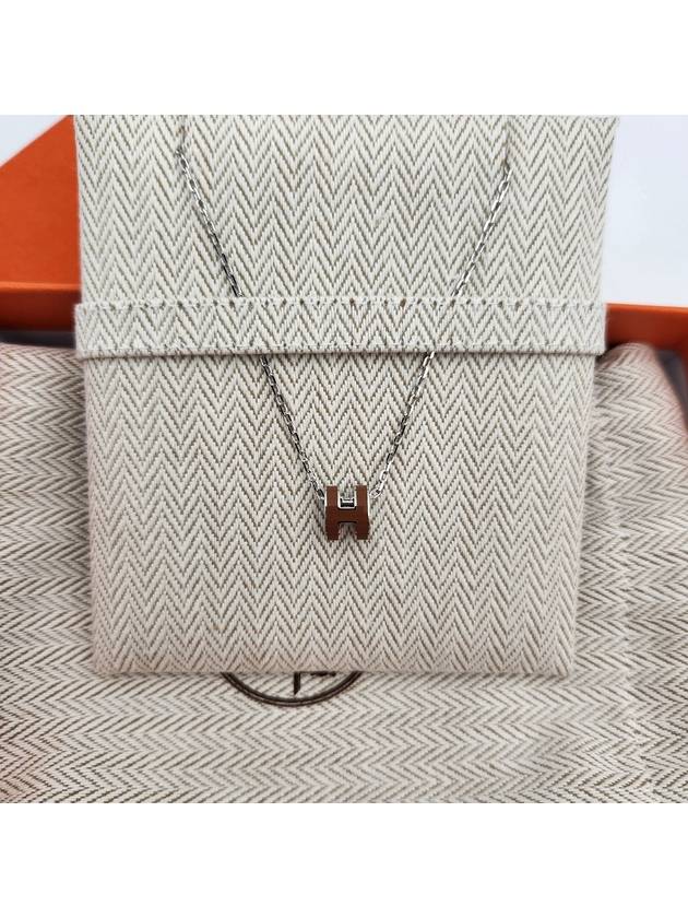 Mini Pop H Pendant Necklace Silver - HERMES - BALAAN 3