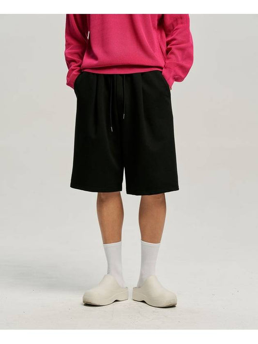 One Tuck Bermuda Sweat Shorts Black - MOO - BALAAN 2