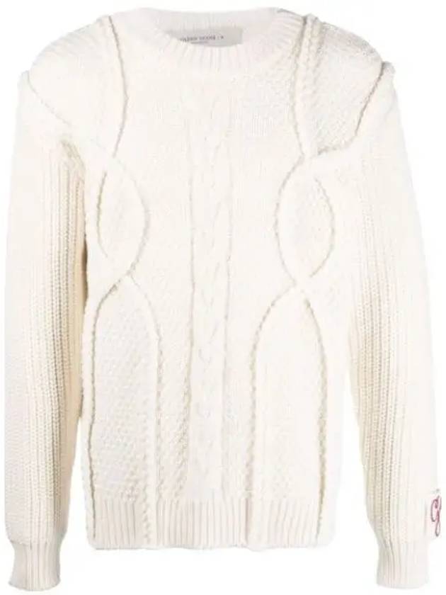 Logo Patch Twisted Knit Top Ivory - GOLDEN GOOSE - BALAAN 2