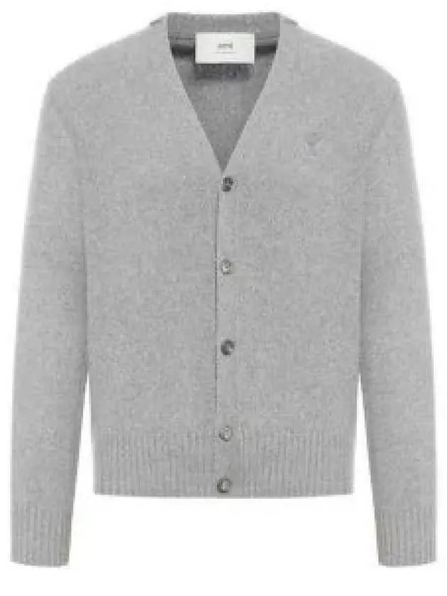 V-Neck Cashmere Cardigan Light Grey - AMI - BALAAN 2