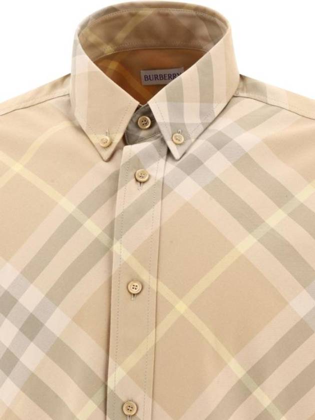 Check Short Sleeve Shirt Beige - BURBERRY - BALAAN 4