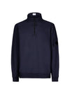 Lens Wappen Fleece Half Zip Up Sweatshirt Navy - CP COMPANY - BALAAN 1