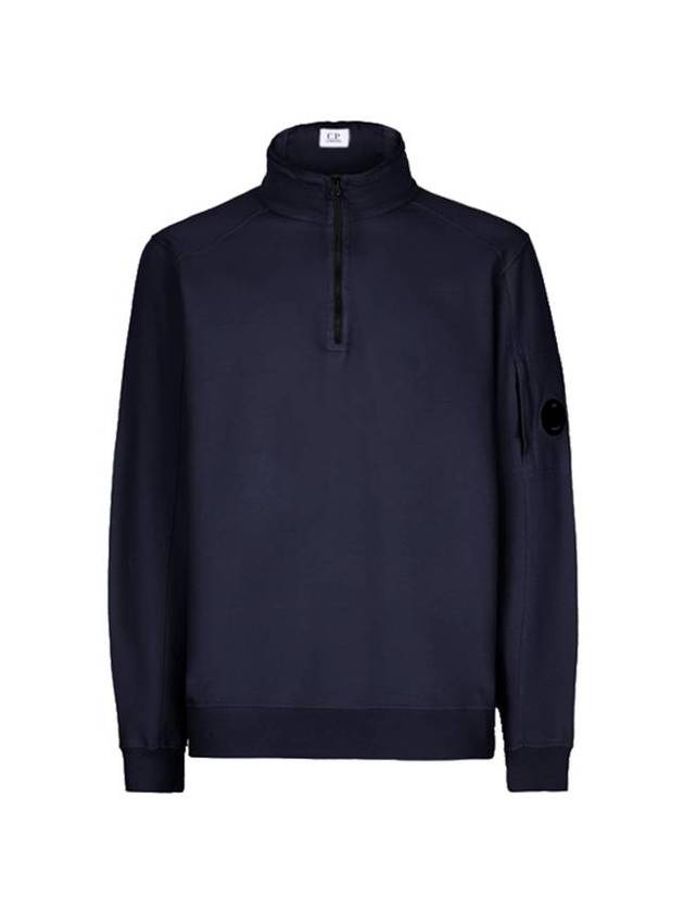 Lens Wappen Fleece Half Zip Up Sweatshirt Navy - CP COMPANY - BALAAN 1