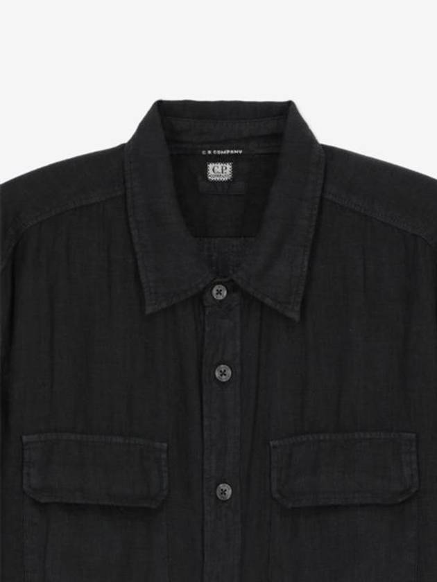 Resin Linen Lens Button Twin Pocket Long Sleeve Shirt Black - CP COMPANY - BALAAN 4