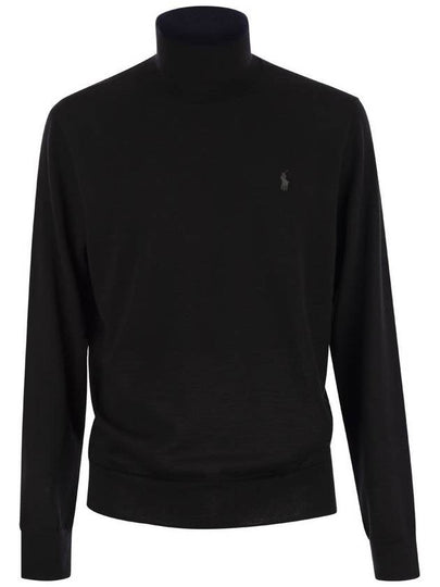 Men's Washable Logo Wool Turtleneck Black - POLO RALPH LAUREN - BALAAN 2