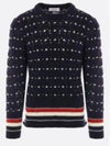 Wool Mohair Long Sleeve Knit Top Navy - THOM BROWNE - BALAAN 2