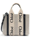 Woody Small Canvas Tote Bag Navy Beige - CHLOE - BALAAN 3