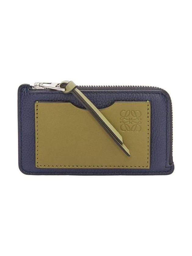 Soft Grained Calfskin Coin Card Wallet Abyss Blue Olive - LOEWE - BALAAN 1