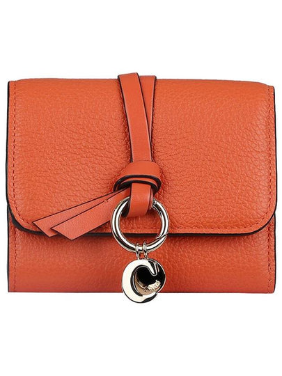 Alphabet Grain Leather Flap Small Half Wallet Orange - CHLOE - BALAAN 2