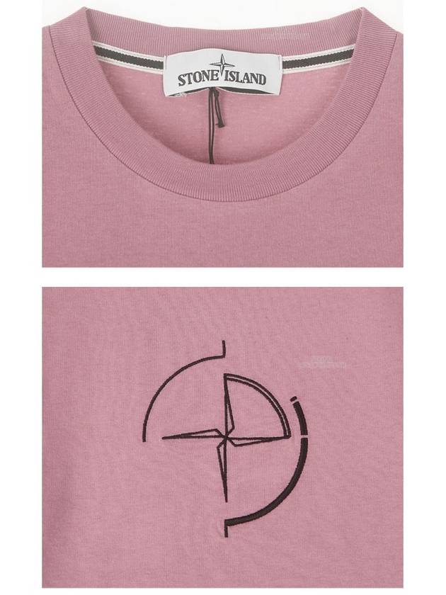 Men's Compass Embroidery Back Lettering Short Sleeve T-Shirt Rose Quartz - STONE ISLAND - BALAAN 7