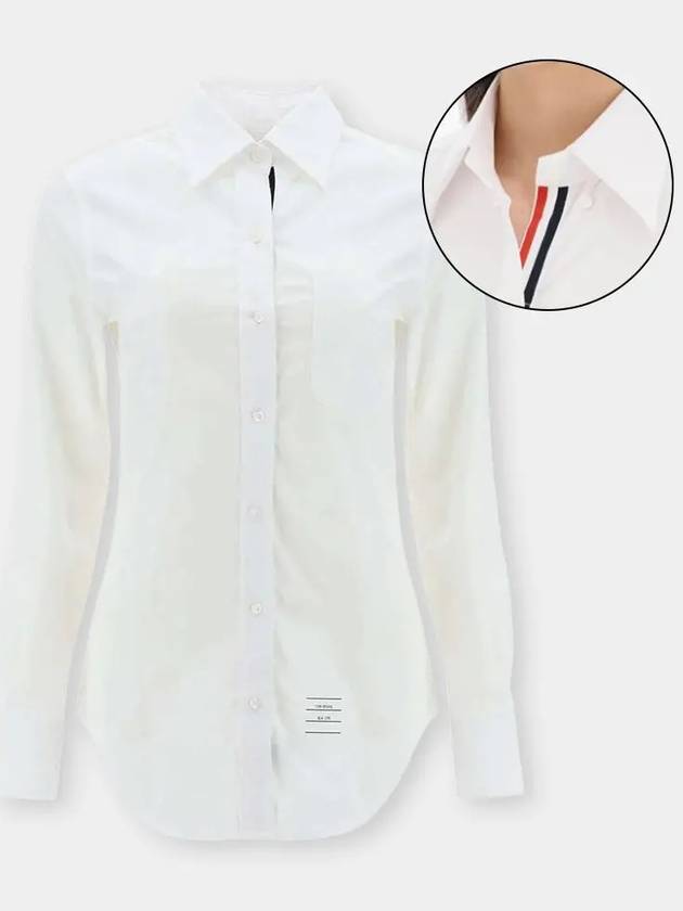 Logo Patch Cotton Shirt White - THOM BROWNE - BALAAN 2