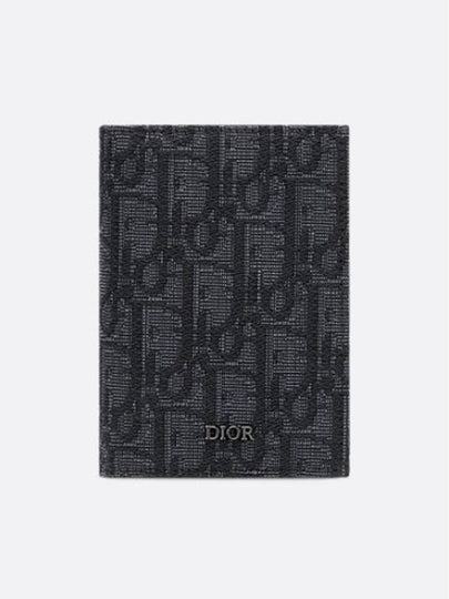 Bi-Fold Card Holder Black  Oblique Jacquard - DIOR - BALAAN 2