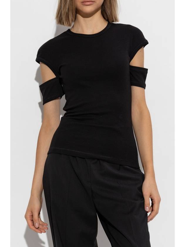 Helmut Lang Top With Embroidered Logo, Women's, Black - HELMUT LANG - BALAAN 3