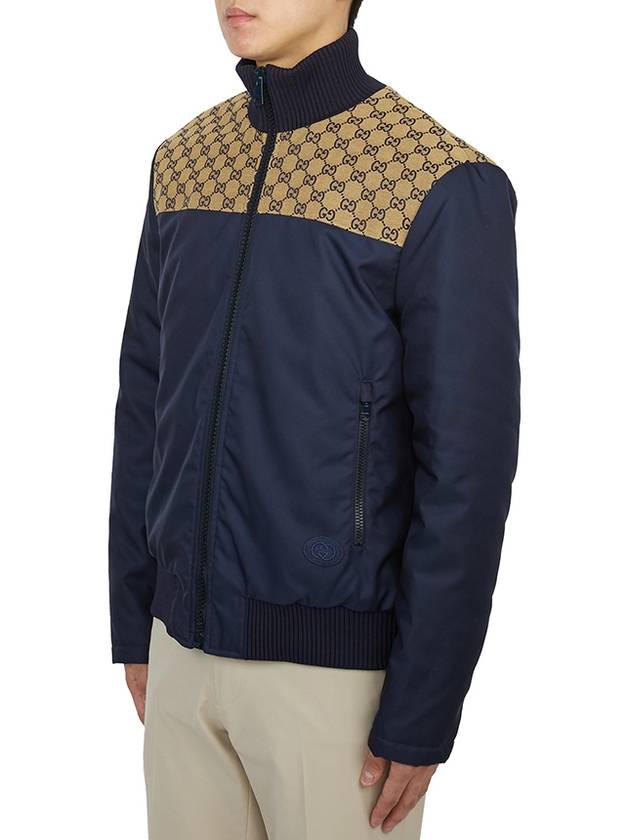 Interlocking G Nylon Canvas Zip Up Jacket Navy - GUCCI - BALAAN 4