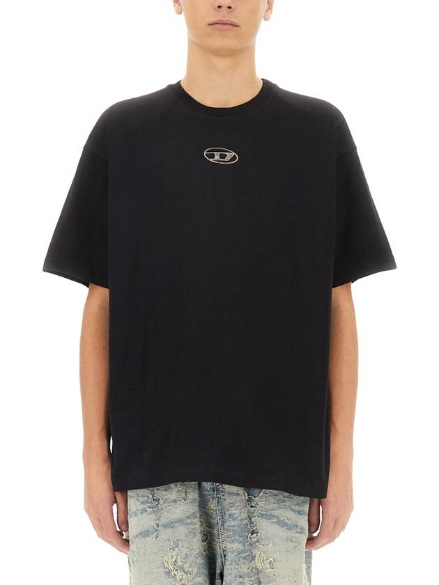 Logo Plaque Short Sleeve T-Shirt Black - DIESEL - BALAAN 2